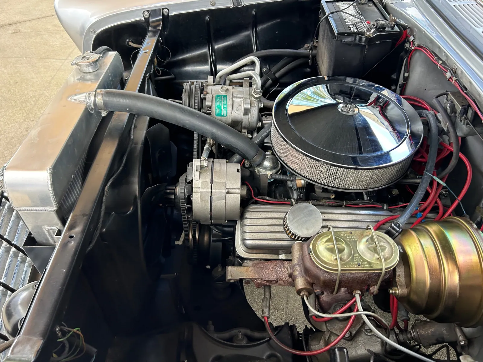 Engine bay of the 1956 Chevrolet Bel Air