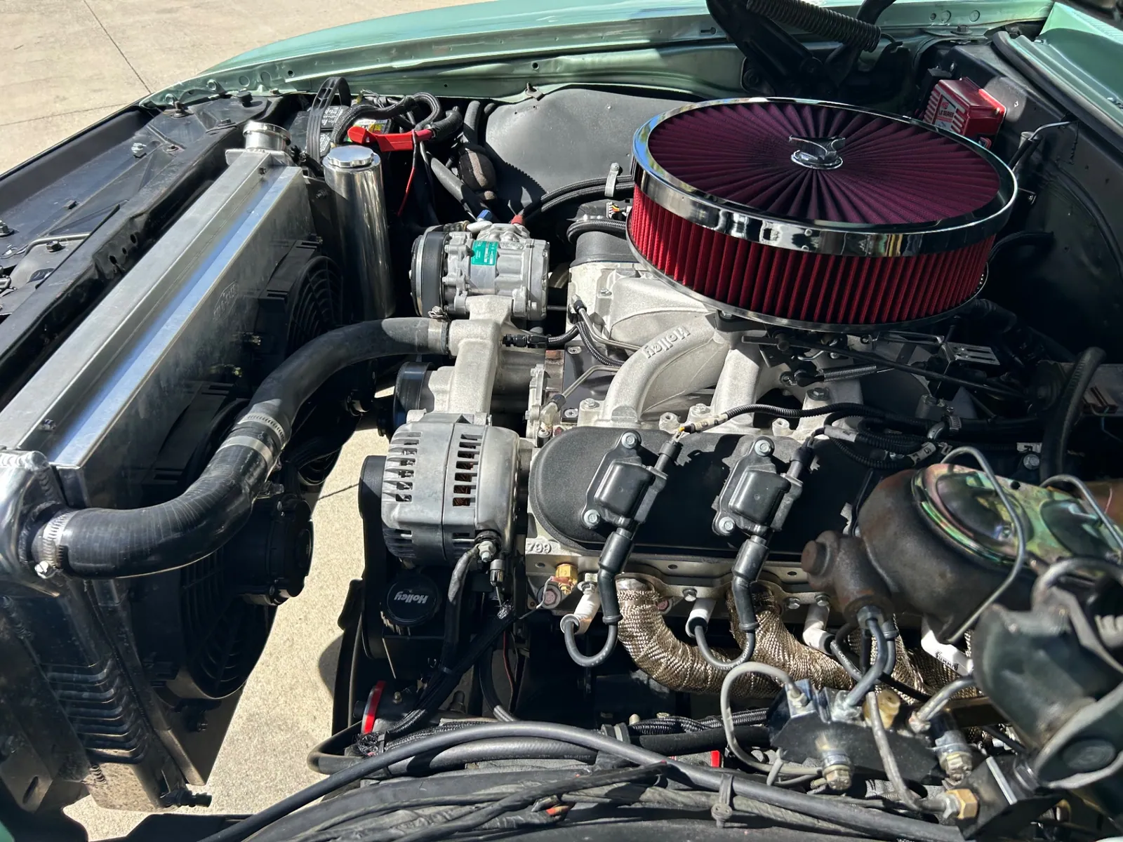 Engine bay of the 1967 Pontiac Firebird